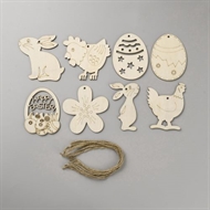 40 påskemotiver i træ + snor